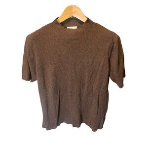 Worthington Woman Brown Mock Neck Short Sleeve Sweater Sz 1X